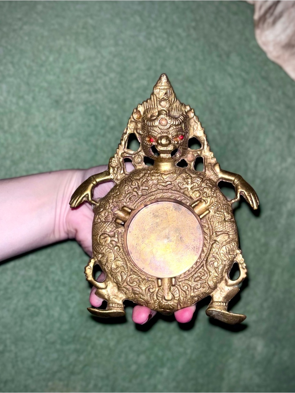 Vtg 1960s MCM Brass Tibetan Indian Deity Buddha of Luck & Prosperity Ashtray